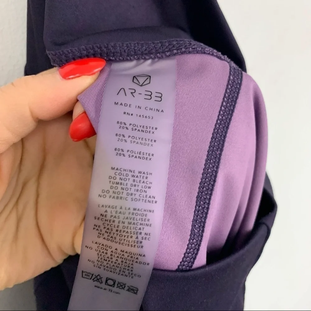 AR-33 Womens Purple High Waist Leggings sz M - Picture 9 of 11